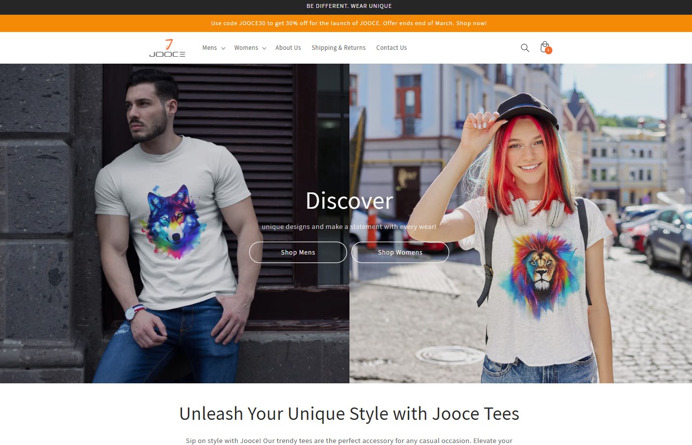 Jooce clothing brand website